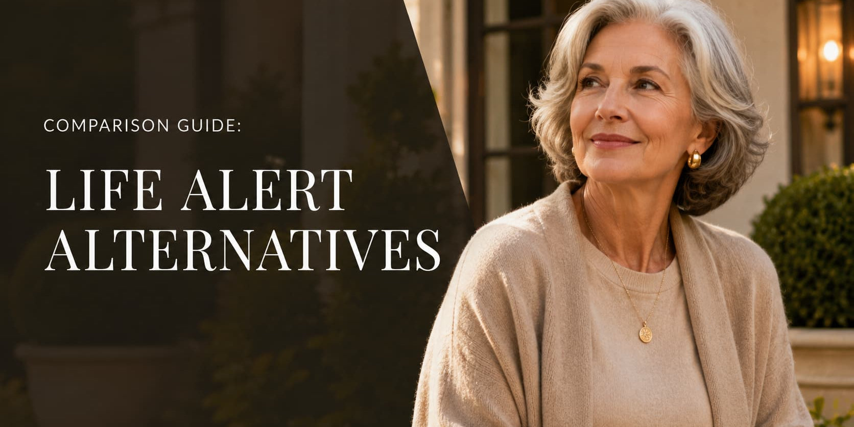 Confident older woman beside the title “Life Alert Alternatives”