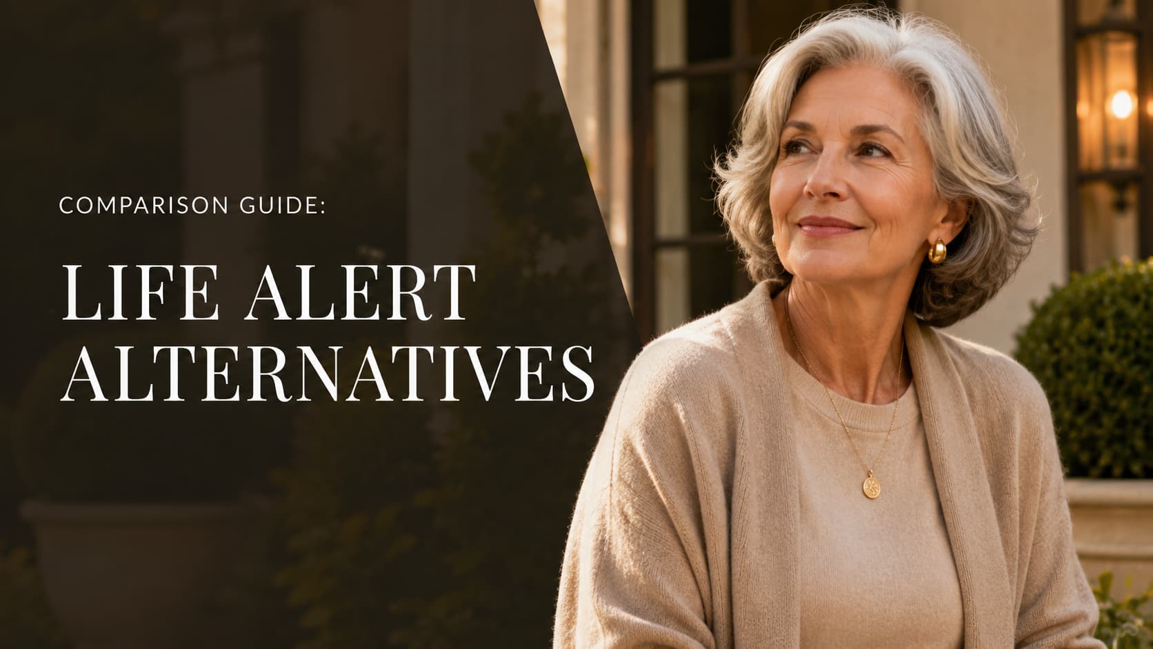 Confident older woman beside the title “Life Alert Alternatives”