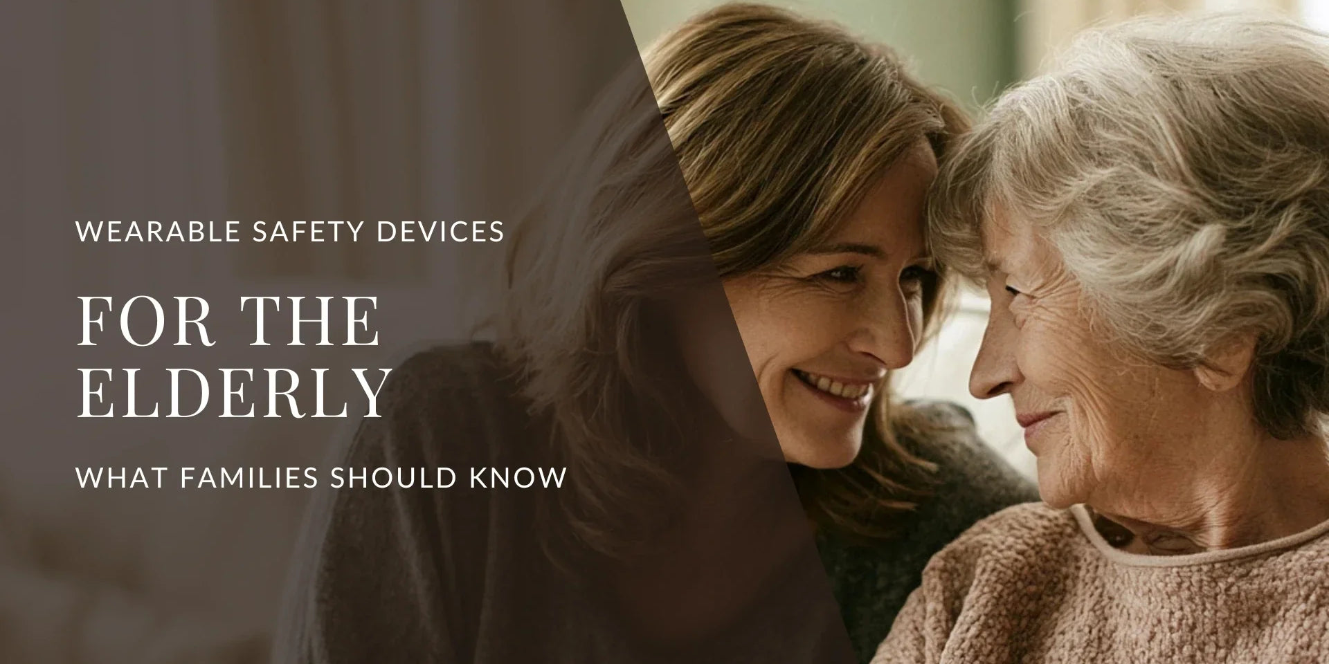 Adult daughter sitting with her elderly mother at home, discussing safety and independent living for seniors
