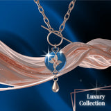 Mahi Safety Necklace - Rose Gold on Blue, Paperclip Chain - V1