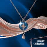 Mahi Safety Necklace - Rose Gold on Blue, Wheat Chain - V1