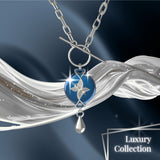 Mahi Safety Necklace - Silver on Blue, Paperclip Chain - V1