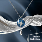 Mahi Safety Necklace - Silver on Blue, Wheat Chain - V1