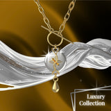 Mahi Safety Necklace - Gold on Silver, Paperclip Chain - V1