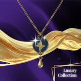 Mahi Safety Necklace - Gold on Dark blue (Murin), Wheat Chain - V1