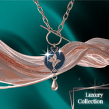 Mahi Safety Necklace - Rose Gold on Dark Blue (Murin), Paperclip Chain - V1