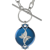 Mahi Safety Necklace - Blue on Silver, Paperclip Chain
