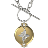 Mahi Safety Necklace - Gold on Silver, Paperclip Chain