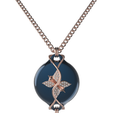 Mahi Safety Necklace - Dark Blue (Murin) on Rose, Wheat Chain