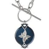 Mahi Safety Necklace - Dark Blue (Murin) on Silver, Paperclip Chain