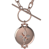 Mahi Safety Necklace - Rose on Rose, Paperclip Chain