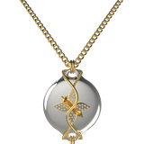 Mahi Safety Necklace - Silver on Gold, Wheat Chain