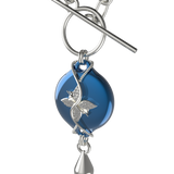 Mahi Safety Necklace - Blue on Silver, Paperclip Chain