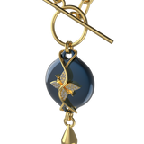 Mahi Safety Necklace - Dark Blue (Murin) on Gold, Paperclip Chain