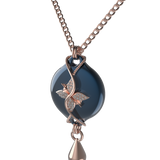 Mahi Safety Necklace - Dark Blue (Murin) on Rose, Wheat Chain