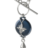 Mahi Safety Necklace - Dark Blue (Murin) on Silver, Paperclip Chain