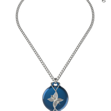 Mahi Safety Necklace - Blue on Silver, Wheat Chain