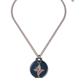 Mahi Safety Necklace - Dark Blue (Murin) on Rose, Wheat Chain