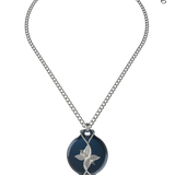 Mahi Safety Necklace - Dark Blue (murin) on Silver, Wheat Chain