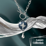 Mahi Safety Necklace - Silver on Dark Blue (Murin), Paperclip Chain - V1