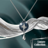 Mahi Safety Necklace - Silver on Dark Blue (Murin), Wheat Chain - V1