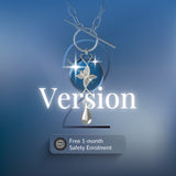 Mahi Safety Necklace - Silver on Blue, Paperclip Chain - V2 with Fall Detection - 1 Month Free Subscription