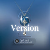 Mahi Safety Necklace - Silver on Blue, Wheat Chain - V2 with Fall Detection - 1 Month Free Subscription