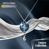 Mahi Safety Necklace - Silver on Blue, Wheat Chain - V2 with Fall Detection