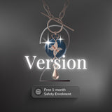Mahi Safety Necklace - Rose Gold on Dark Blue (Murin), Paperclip Chain - V2 with Fall Detection - 1 Month Free Subscription