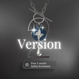Mahi Safety Necklace - Silver on Dark Blue (Murin), Paperclip Chain - V2 with Fall Detection - 1 Month Free Subscription