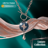 Mahi Safety Necklace - Rose Gold on Dark Blue (Murin), Paperclip Chain - V2 with Fall Detection