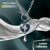 Mahi Safety Necklace - Silver on Dark Blue (Murin), Paperclip Chain - V2 with Fall Detection