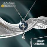 Mahi Safety Necklace - Silver on Dark Blue (Murin), Wheat Chain - V2 with Fall Detection