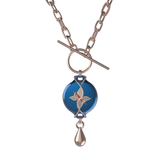 Mahi Safety Necklace - Rose Gold on Blue, Paperclip Chain