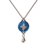 Mahi Safety Necklace - Rose Gold on Blue, Wheat Chain