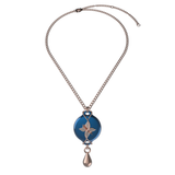 Mahi Safety Necklace - Rose Gold on Blue, Wheat Chain
