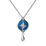 Mahi Safety Necklace - Silver on Blue, Wheat Chain