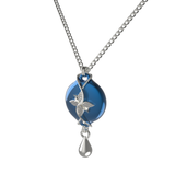 Mahi Safety Necklace - Silver on Blue, Wheat Chain