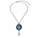 Mahi Safety Necklace - Silver on Blue, Wheat Chain
