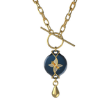 Mahi Safety Necklace - Gold on Dark Blue (Murin), Paperclip Chain