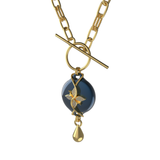 Mahi Safety Necklace - Gold on Dark Blue (Murin), Paperclip Chain