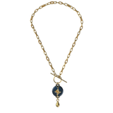 Mahi Safety Necklace - Gold on Dark Blue (Murin), Paperclip Chain