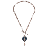Mahi Safety Necklace - Rose Gold on Dark Blue (Murin), Paperclip Chain