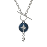 Mahi Safety Necklace - Silver on Dark Blue (Murin), Paperclip Chain