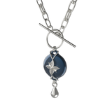 Mahi Safety Necklace - Silver on Dark Blue (Murin), Paperclip Chain