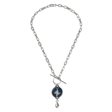 Mahi Safety Necklace - Silver on Dark Blue (Murin), Paperclip Chain