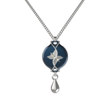 Mahi Safety Necklace - Silver on Dark Blue (Murin), Wheat Chain