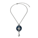 Mahi Safety Necklace - Silver on Dark Blue (Murin), Wheat Chain