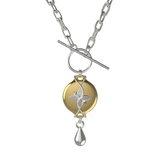 Mahi Safety Necklace - Silver on Gold, Paperclip Chain