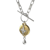 Mahi Safety Necklace - Silver on Gold, Paperclip Chain